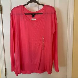 Bright pink oversized light weight sweater by H&M.